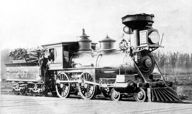 An early wood-burning locomotive 1870s